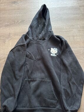 Hello Kitty Black Hoodie with Small Chest Graphic